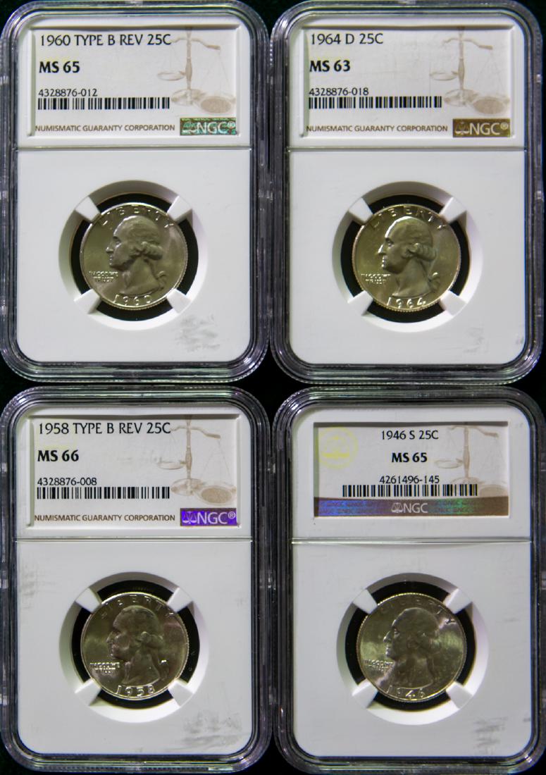 FOUR 1946 - 1964 WASHINGTON QUARTERS 25C (1 of 2)