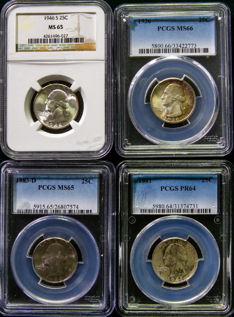 FOUR 1936 - 1983 WASHINGTON QUARTERS 25C (1 of 2)