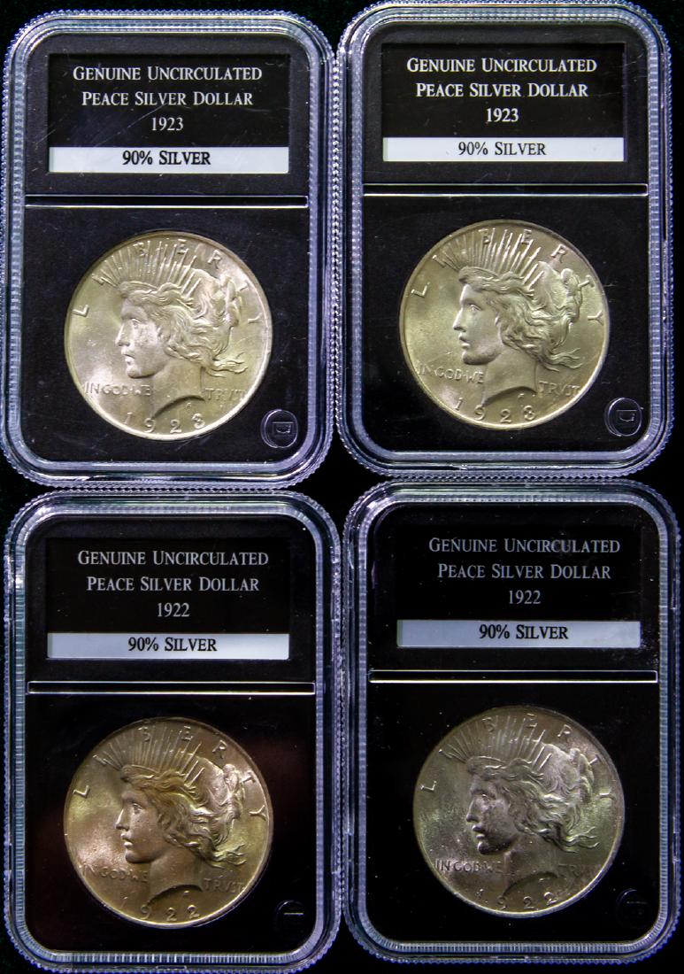 FOUR 1922 - 1923 PEACE SILVER DOLLARS $1 (1 of 2)