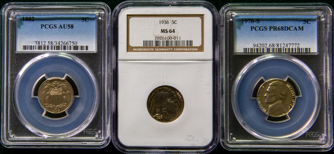 THREE 1882 - 1970 NICKELS 5C (1 of 2)