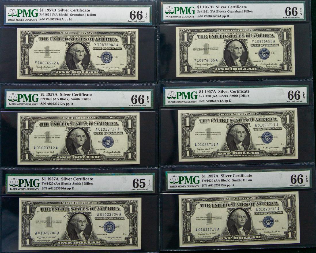 SIX 1957 ONE DOLLAR $1 SILVER CERTIFICATES (1 of 2)