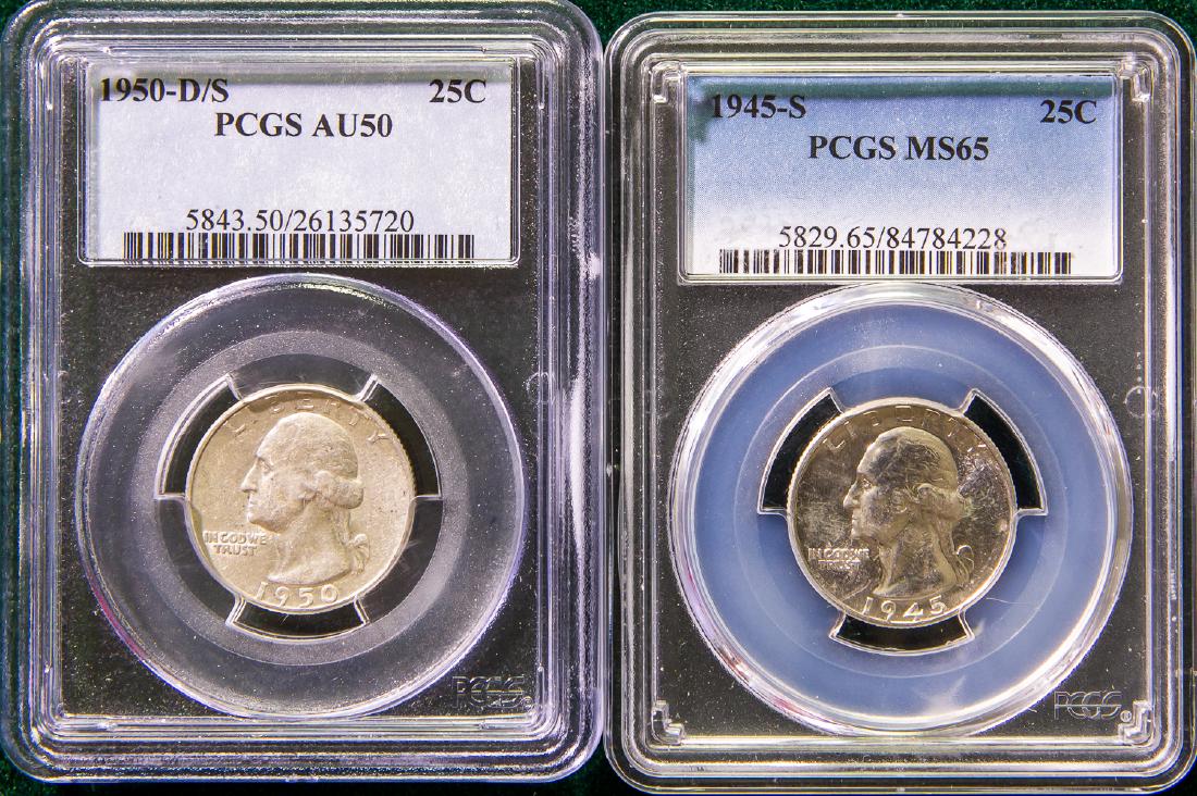 TWO 1945 - 1950 WASHINGTON QUARTERS 25C (1 of 2)