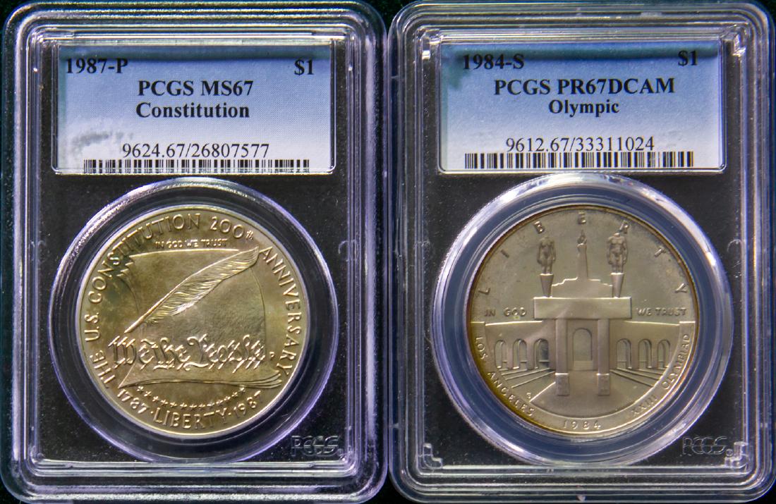 TWO 1984 - 1987 COMMEMORATIVE DOLLARS $1 (1 of 2)