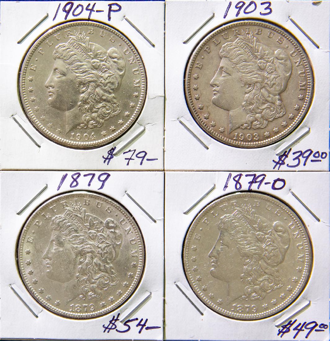 FOUR 1879 - 1904 MORGAN SILVER DOLLARS $1 (1 of 2)