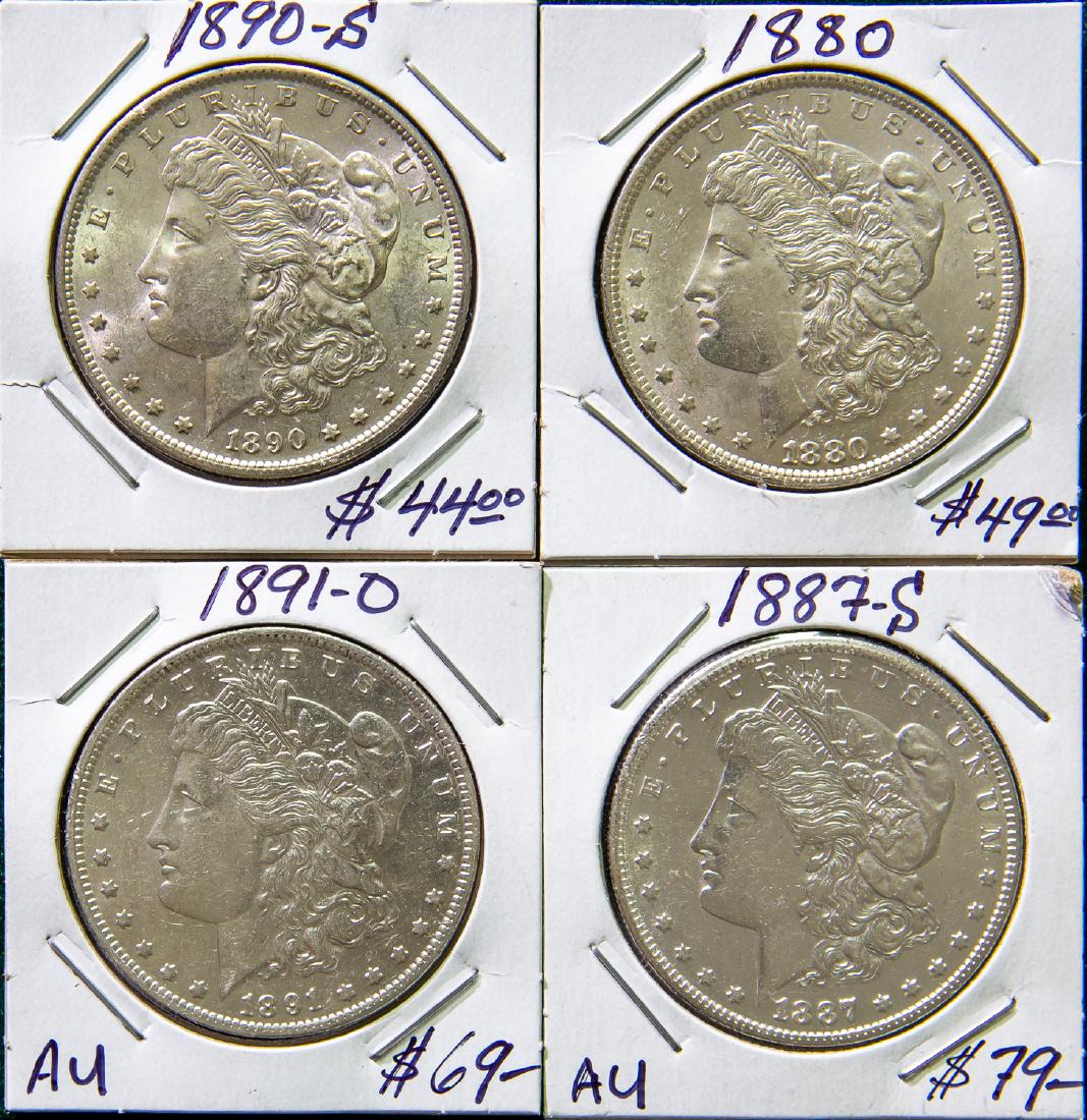 FOUR 1880 - 1891 MORGAN SILVER DOLLARS $1 (1 of 2)
