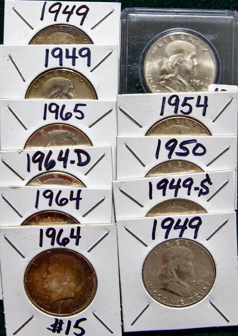 ELEVEN 1949 - 1964 KENNEDY and LIBERTY HALF DOLLARS 50C (1 of 2)