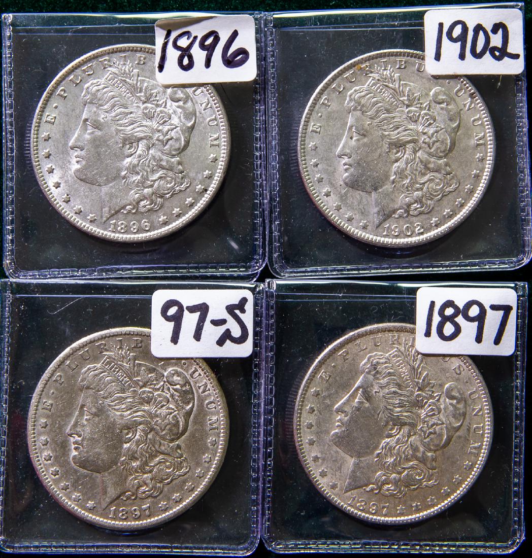 FOUR 1896 - 1902 MORGAN DOLLARS $1 (1 of 2)