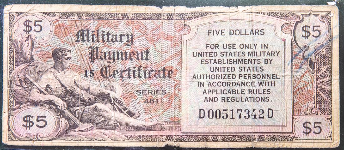 FIVE DOLLAR $5 MILITARY PAYMENT CERTIFICATE (1 of 2)