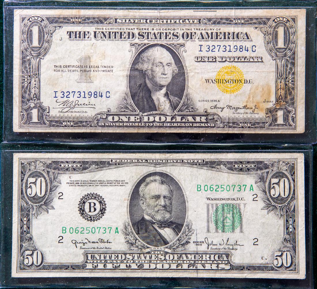 1950 FIFTY DOLLAR $50 FEDERAL RESERVE NOTE and 1935A: Clarke/Snyder, Julian/Morgantheau