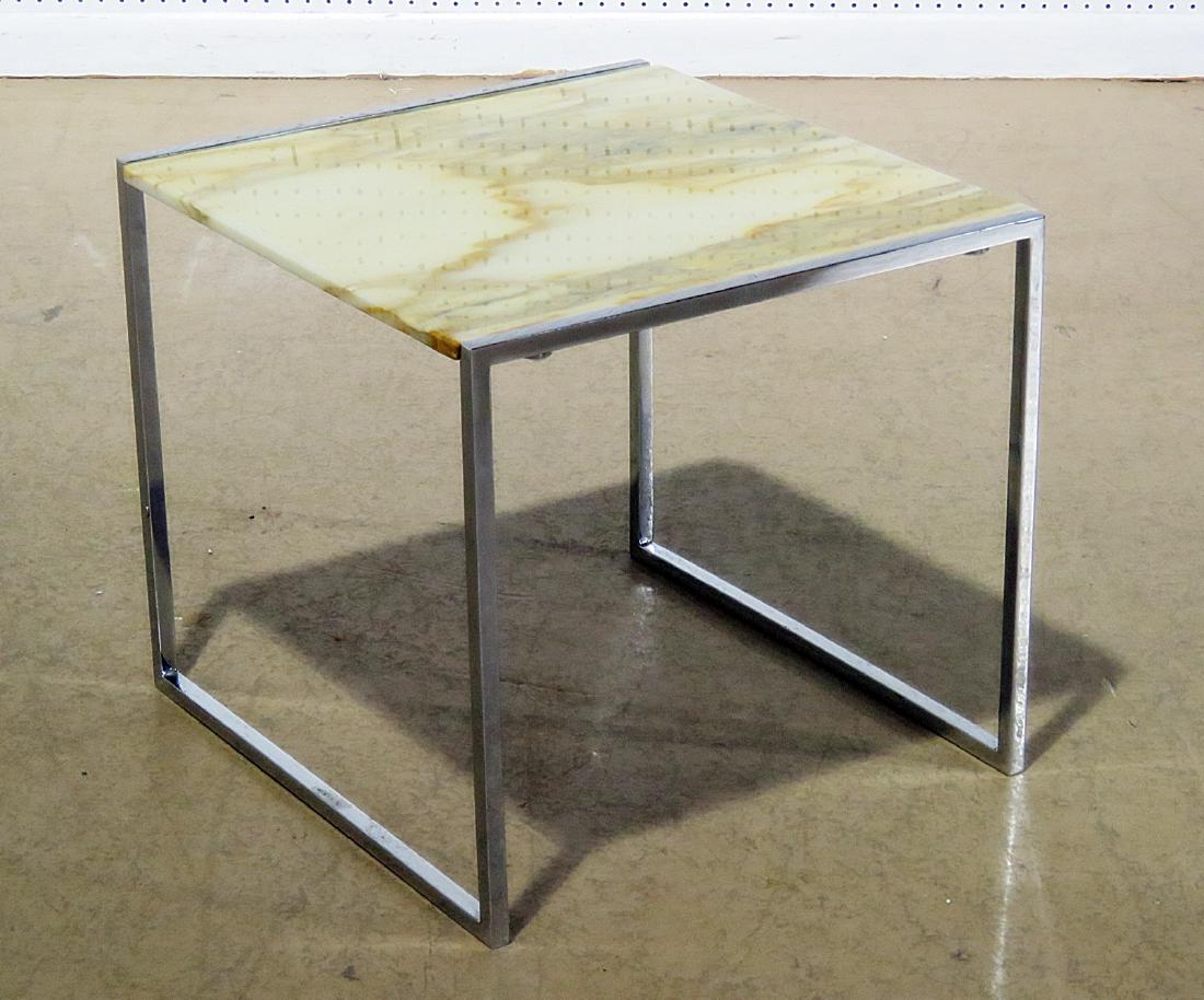 TRAVERTINE TOP END TABLE (1 of 4)