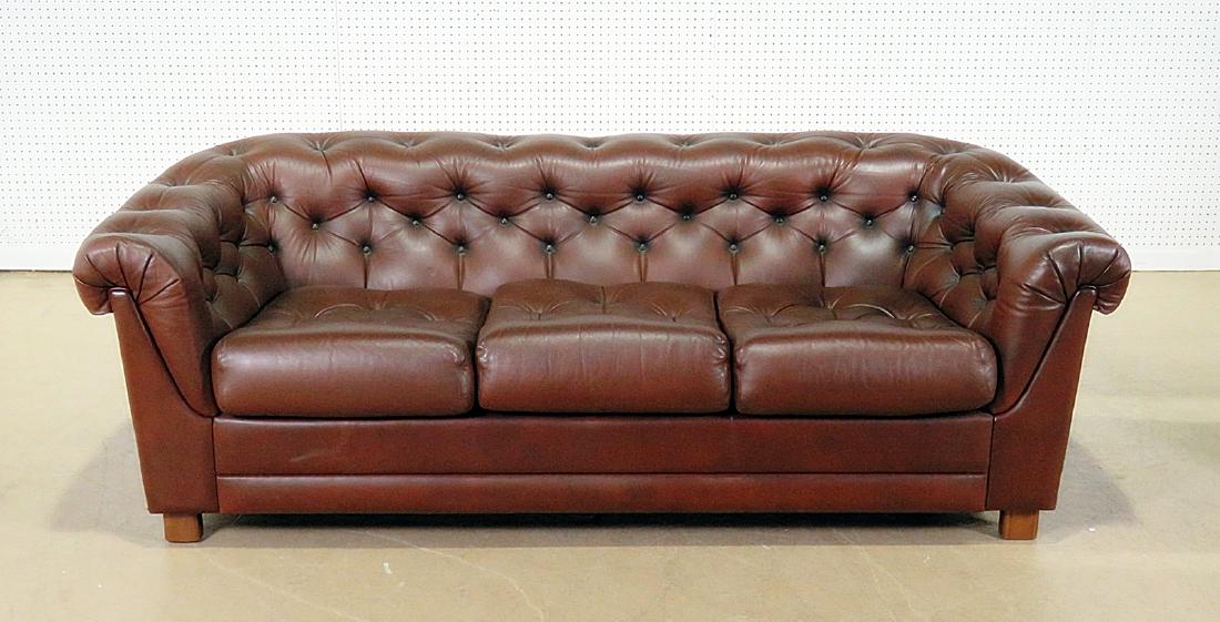 LEATHER CHESTERFIELD STYLE SOFA (1 of 8)