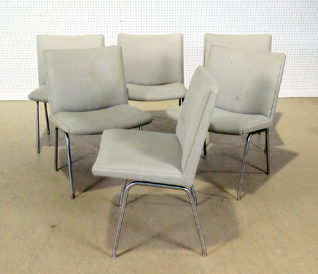 SIX HANS WEGNER AIRPORT CHAIRS: Metal frames. Upholstered seat and back. 31" h x 20" w x 19" d. Seat height 18".