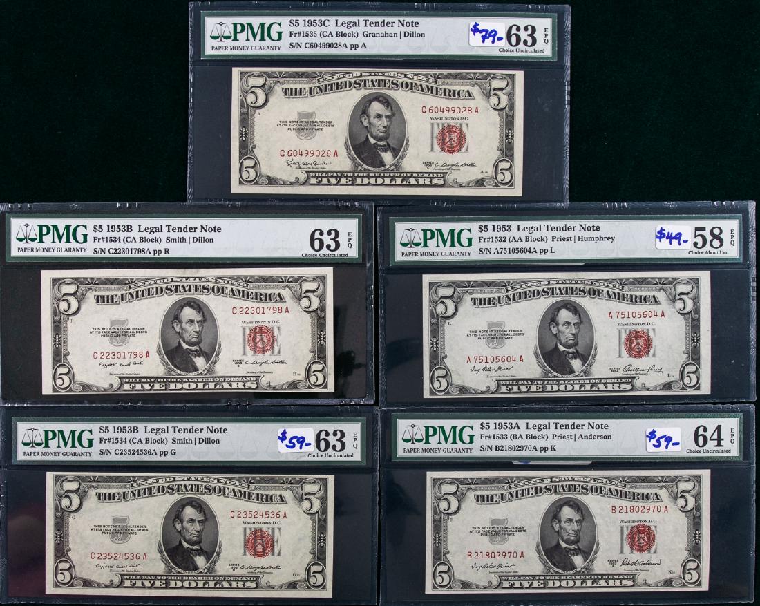 5 - 1953 A, B &C $5 FIVE DOLLAR LEGAL TENDER NOTES (1 of 2)