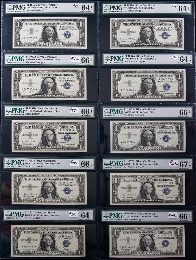 10 - 1957 $1 ONE DOLLAR SILVER CERTIFICATES (1 of 2)