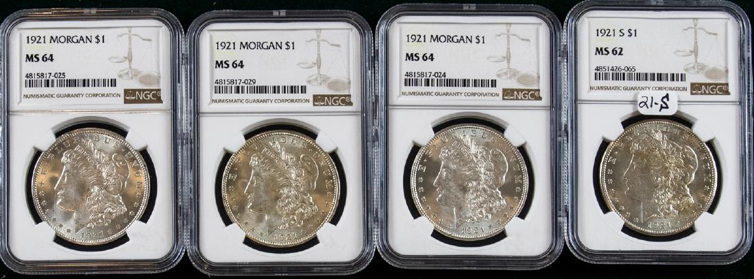 4 - 1921 MORGAN SILVER DOLLARS $1 (1 of 2)