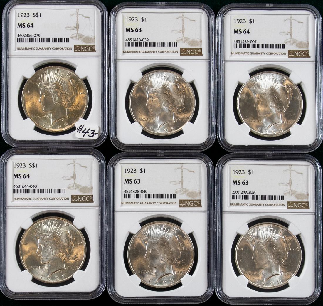 6 - 1923 PEACE SILVER DOLLARS $1 (1 of 2)