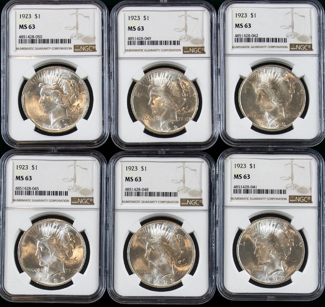 6 - 1923 PEACE SILVER DOLLARS $1 (1 of 2)