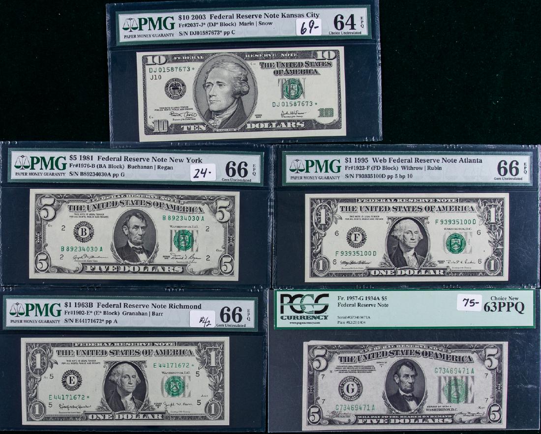 5 - 1934 - 2003 $1, $5 & $10 FEDERAL RESERVE NOTES (1 of 2)