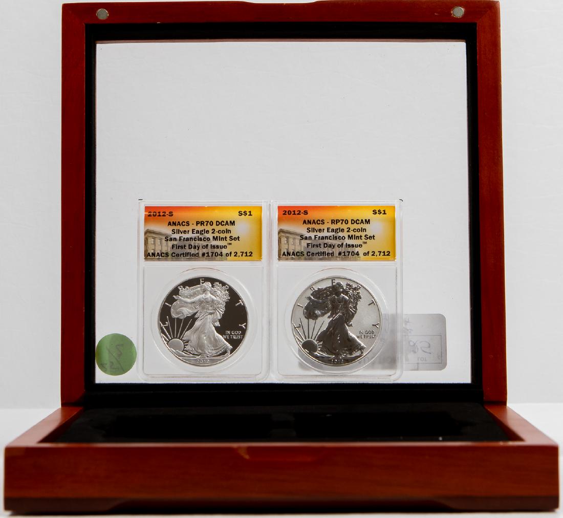 2 - 2012 -S SILVER EAGLE 2 PC ANACS PROOF SET (1 of 2)