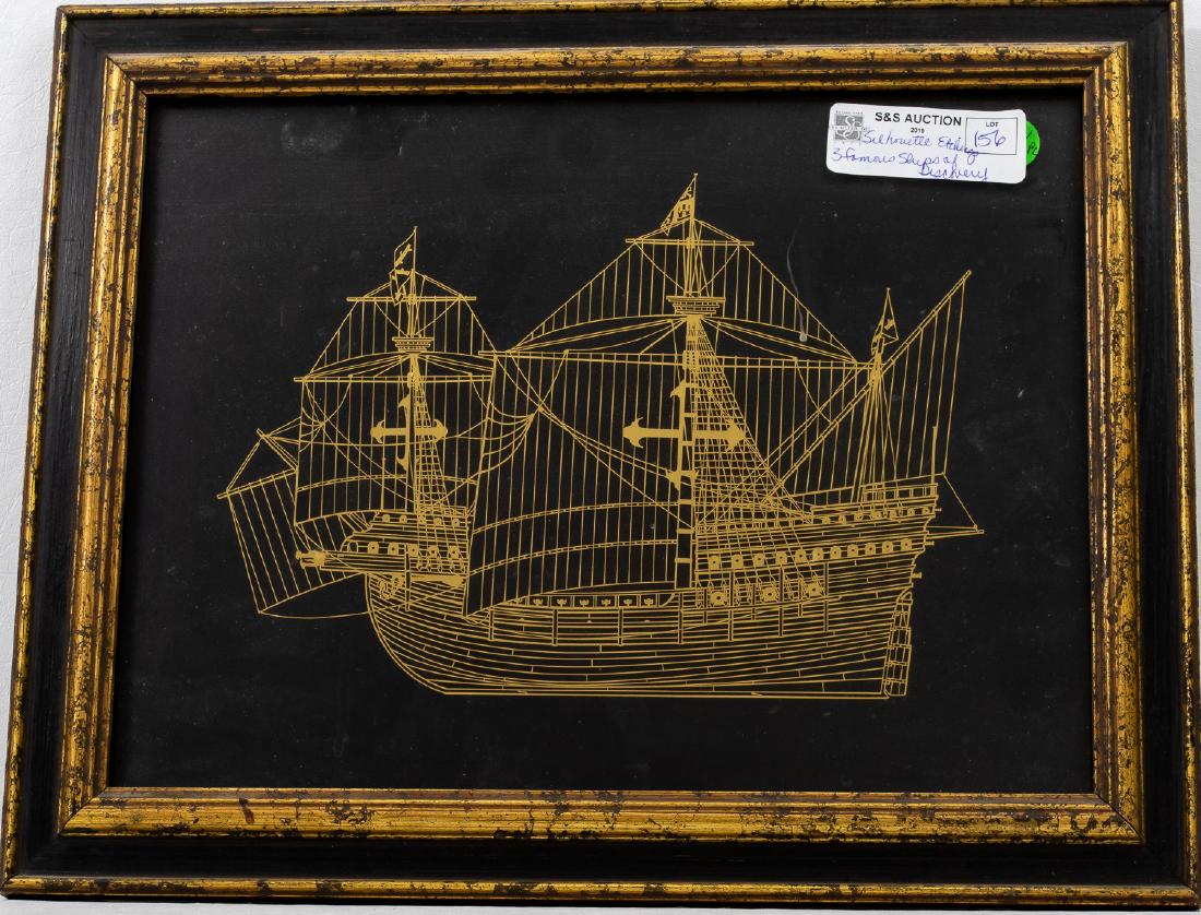 SILHOUETTE ETCHINGS OF 3 FAMOUS SHIPS OF DISCOVERY (1 of 3)