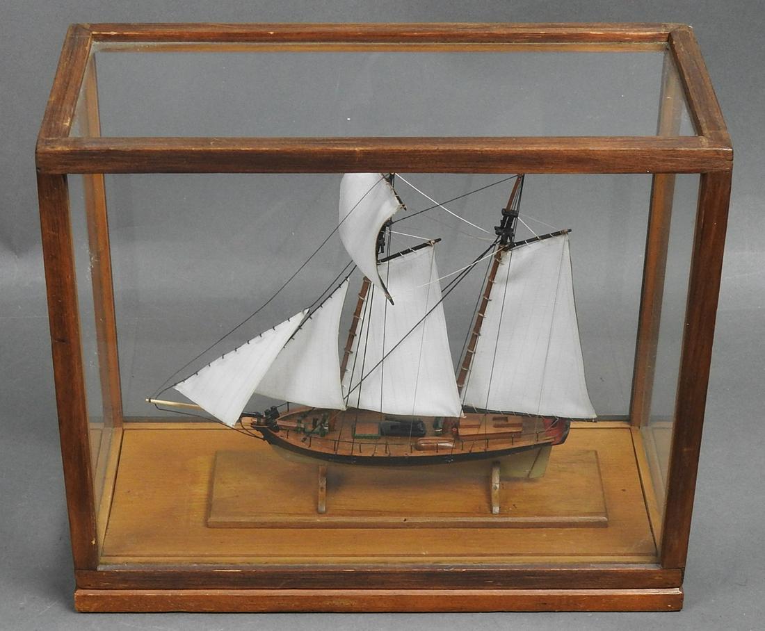 REPLICA SAILBOAT IN DISPLAY CASE (1 of 4)