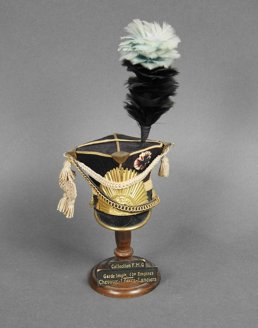 MINIATURE NAPOLEONIC IMPERIAL GUARD HAT ON STAND (1 of 8)