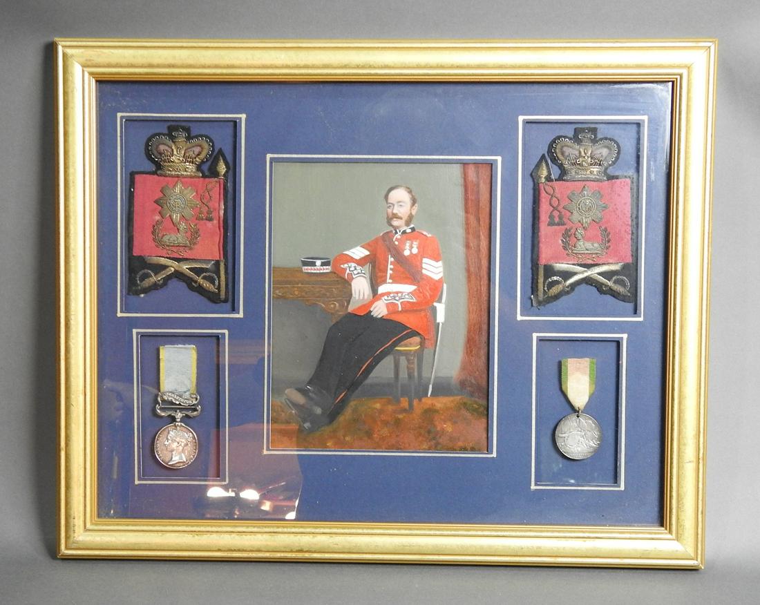 19THC SCOTS FUSILIER GUARDS PORTRAIT & MEDALS (1 of 12)