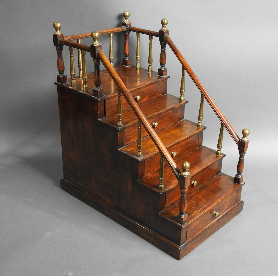 MINIATURE STAIR CASE W/BRASS GALLERY (1 of 6)