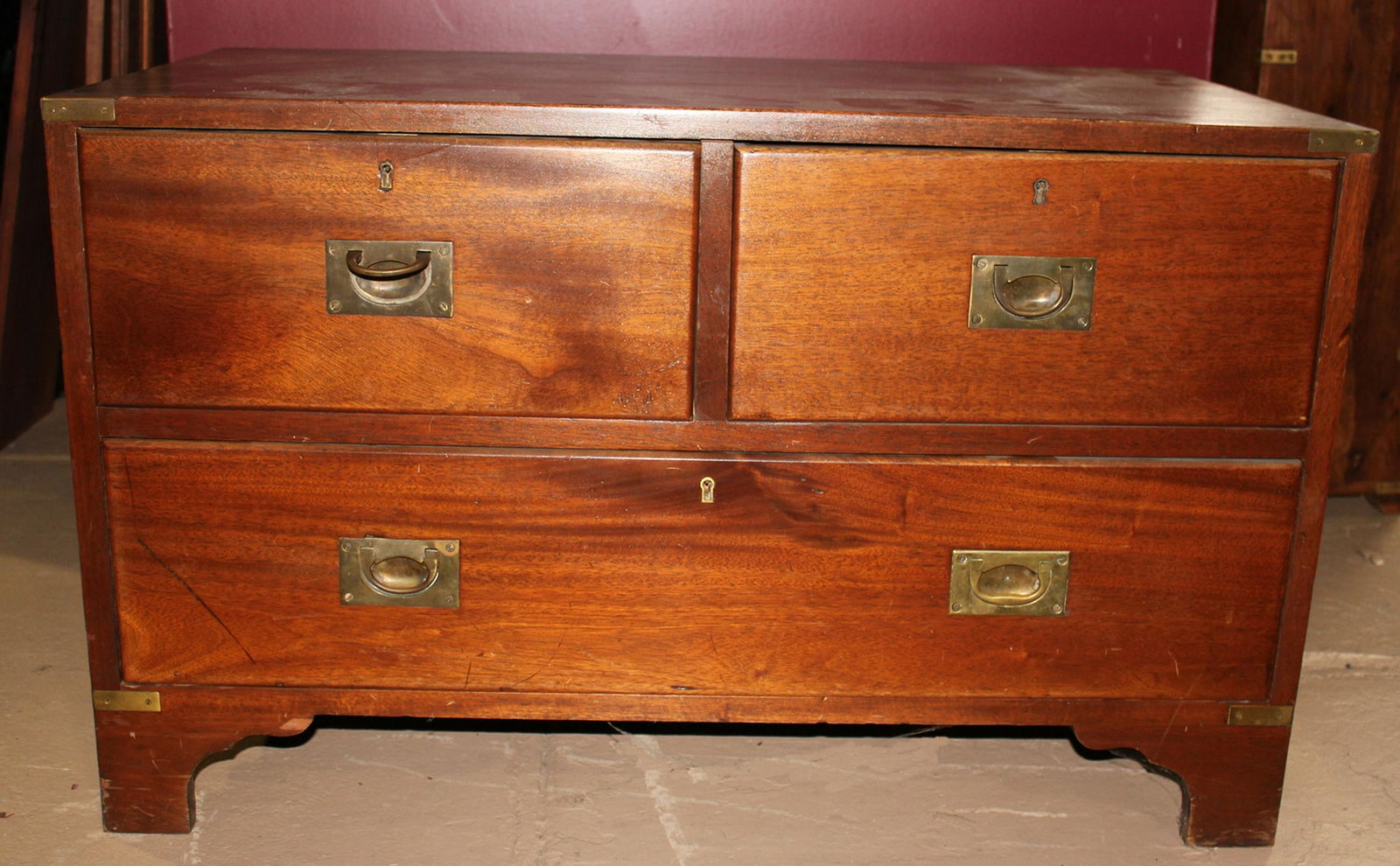 ANTIQUE CAMPAIGN STYLE CABINET/CHEST (1 of 7)