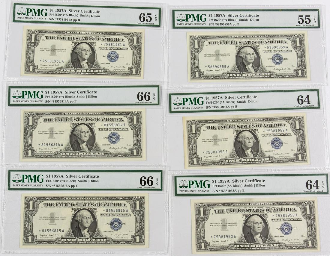 6 - 1957A $1 ONE DOLLAR SILVER CERTIFICATES (1 of 2)