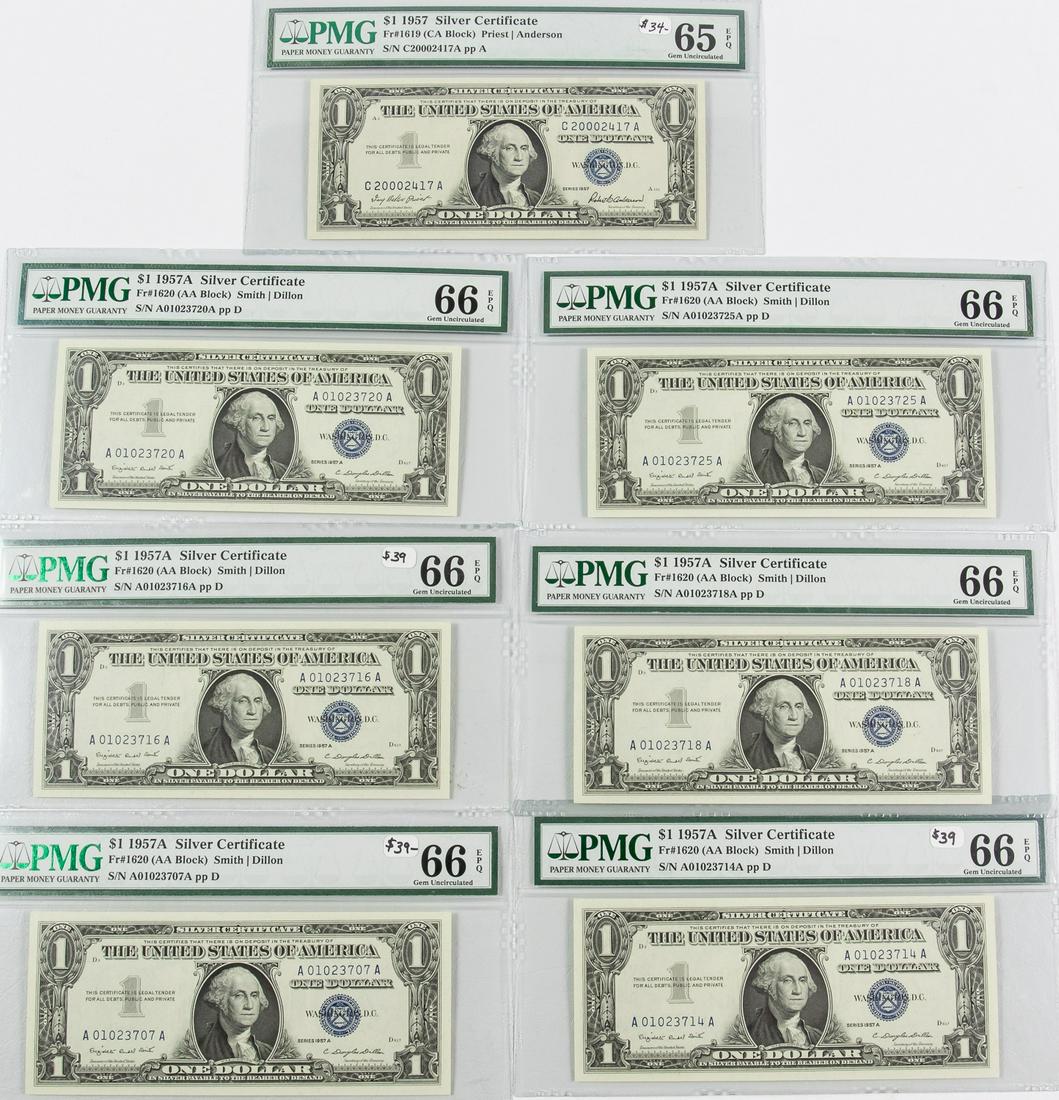 7 - 1957A $1 ONE DOLLAR SILVER CERTIFICATES (1 of 2)