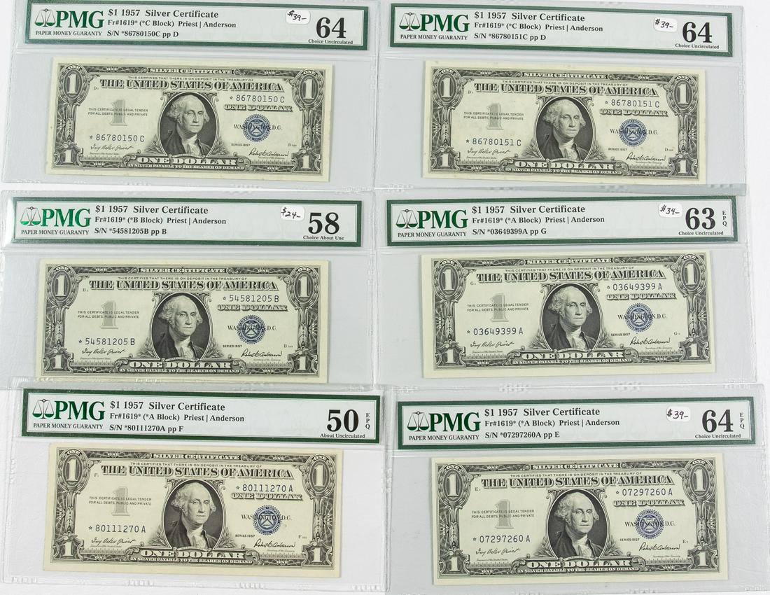 5 - 1957 $1 ONE DOLLAR SILVER CERTIFICATES STAR NOTES (1 of 2)