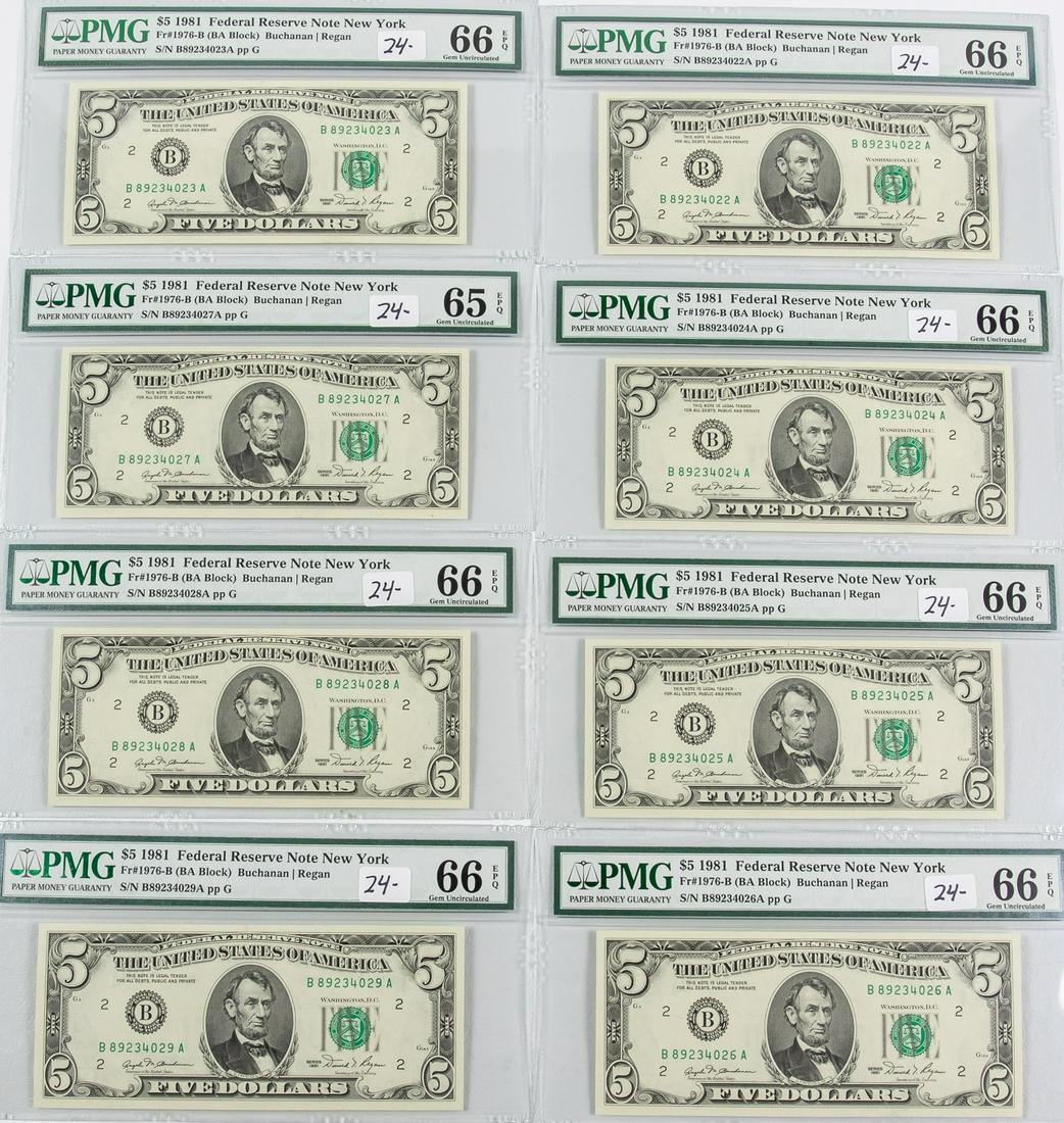 8 - 1981 $5 FIVE DOLLAR FEDERAL RESERVE NOTES (1 of 2)