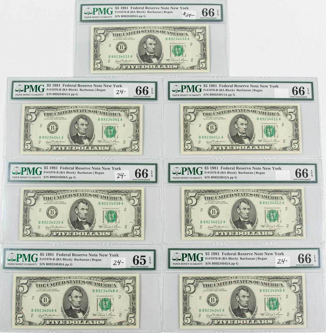 7 - 1981 $5 FIVE DOLLAR FEDERAL RESERVE NOTES (1 of 2)