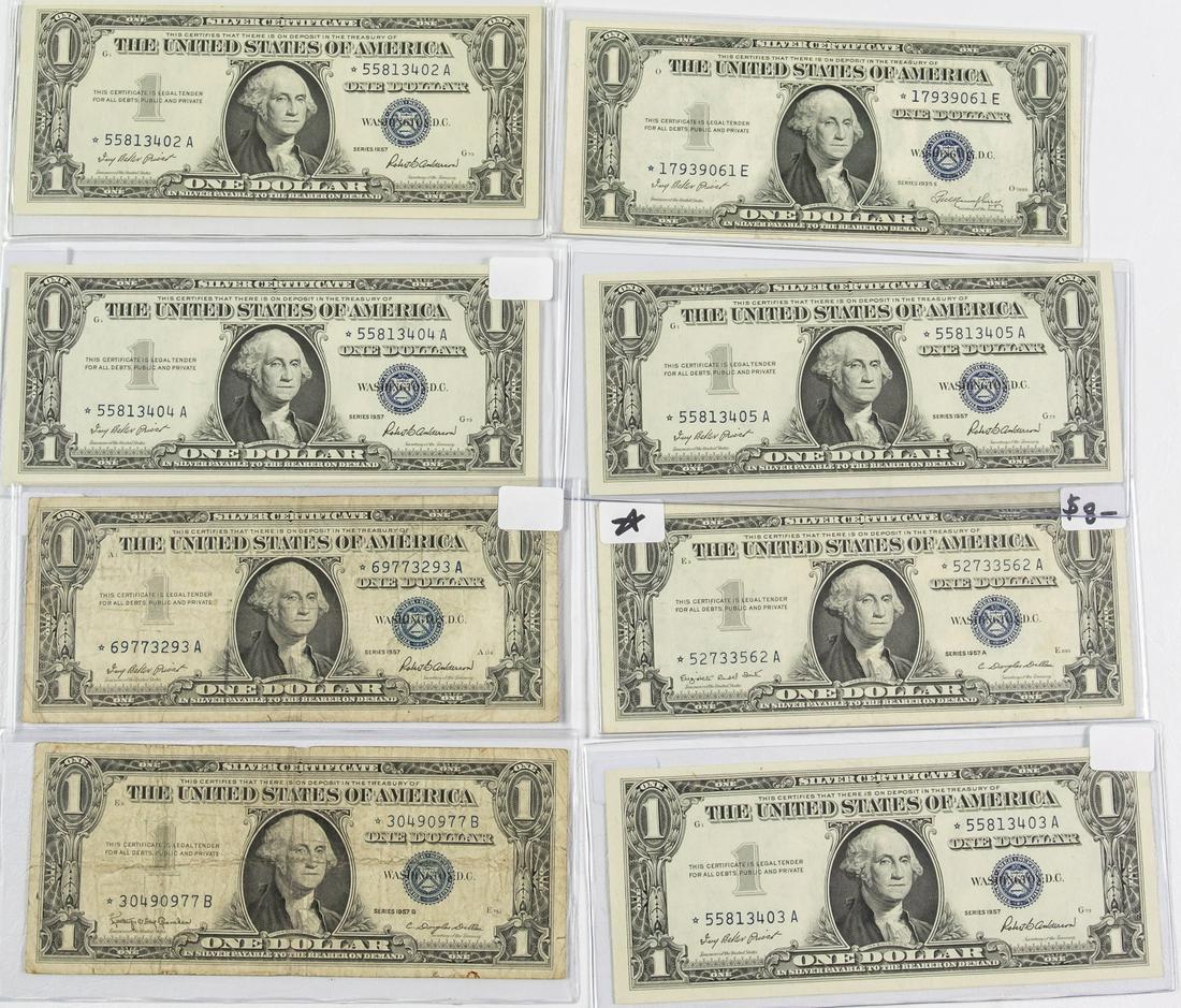 8 - $1 ONE DOLLAR SILVER CERTIFICATE STAR NOTES (1 of 2)