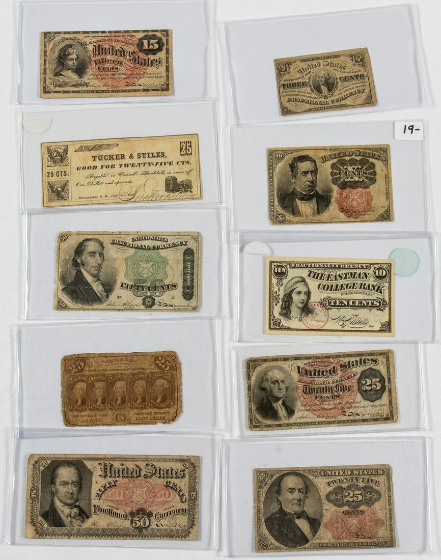 10 ASSORTED FRACTIONAL CURRENCIES (1 of 2)