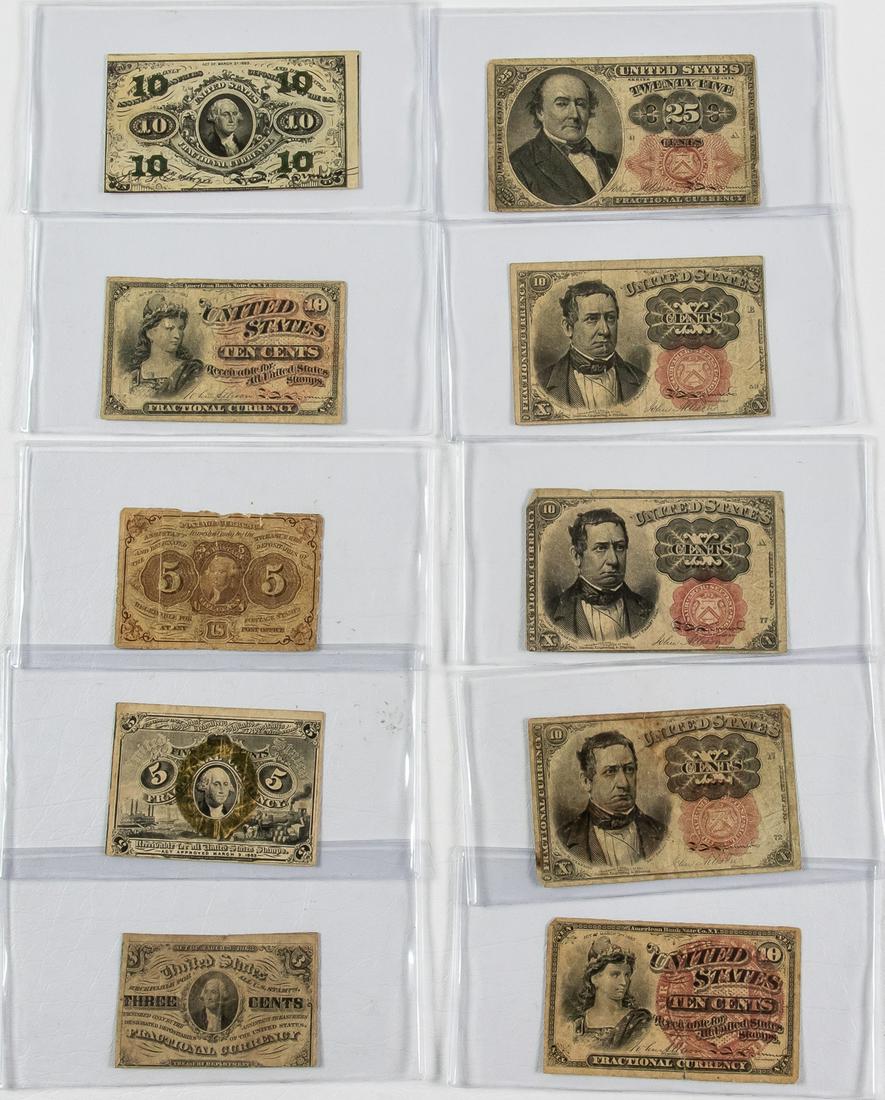 10 ASSORTED FRACTIONAL CURRENCIES (1 of 2)