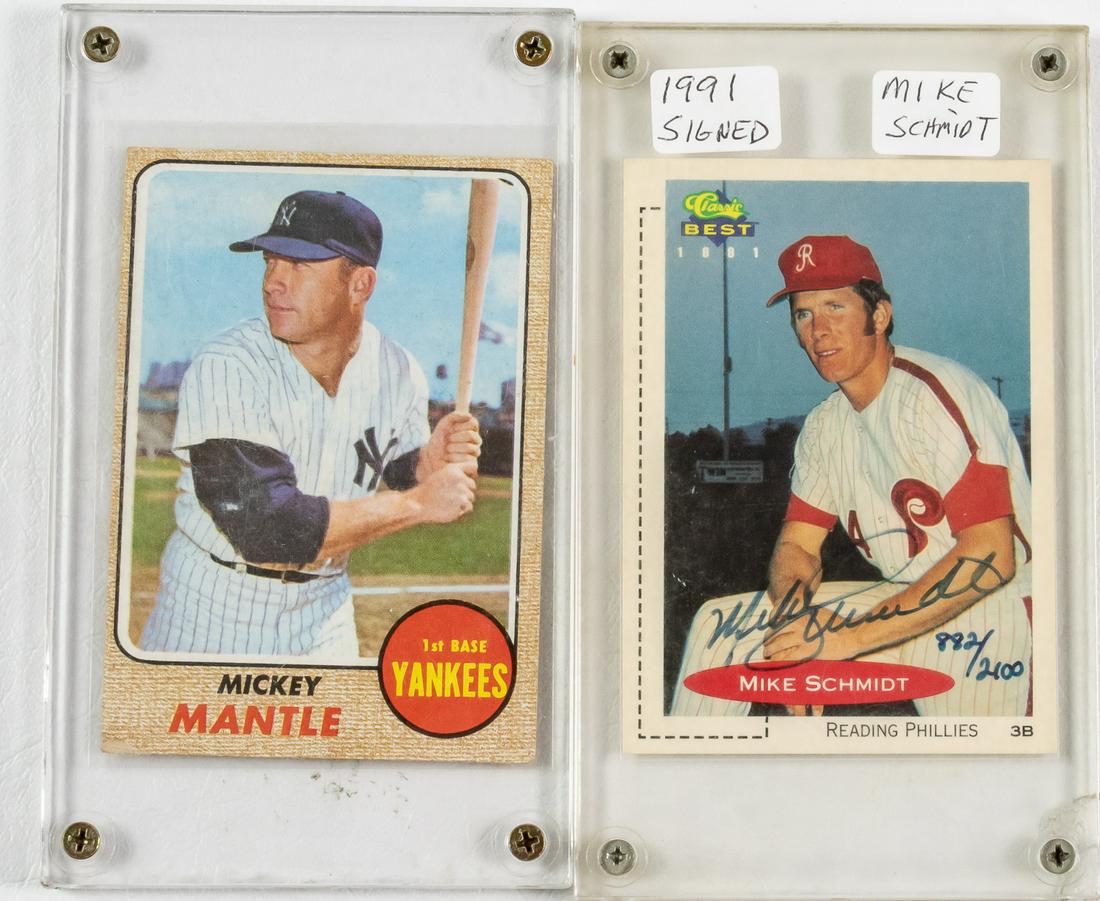 MICKEY MANTLE & SIGNED MIKE SCHMIDT BASEBALL CARDS (1 of 2)