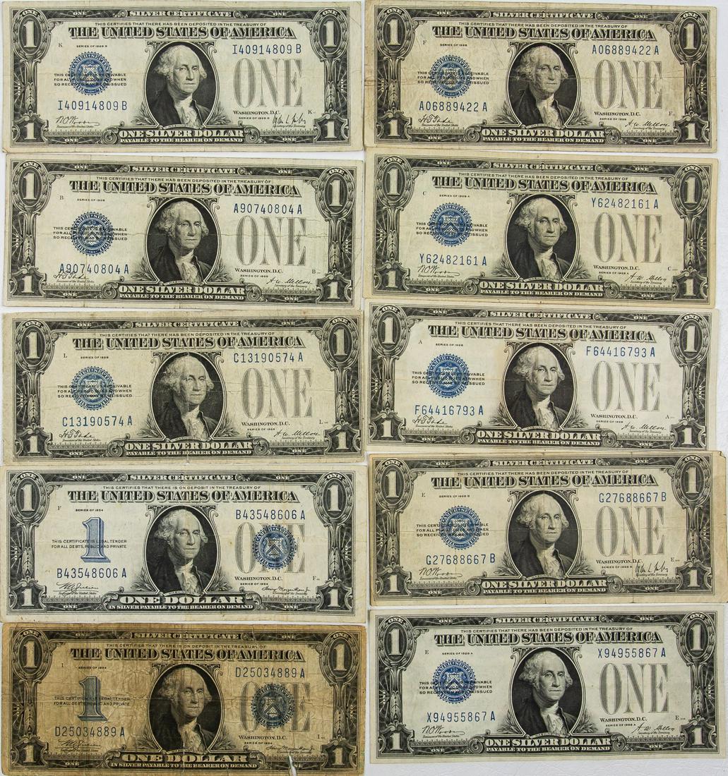 10 - $1 ONE DOLLAR SILVER CERTIFICATE GREEN BACKS (1 of 2)