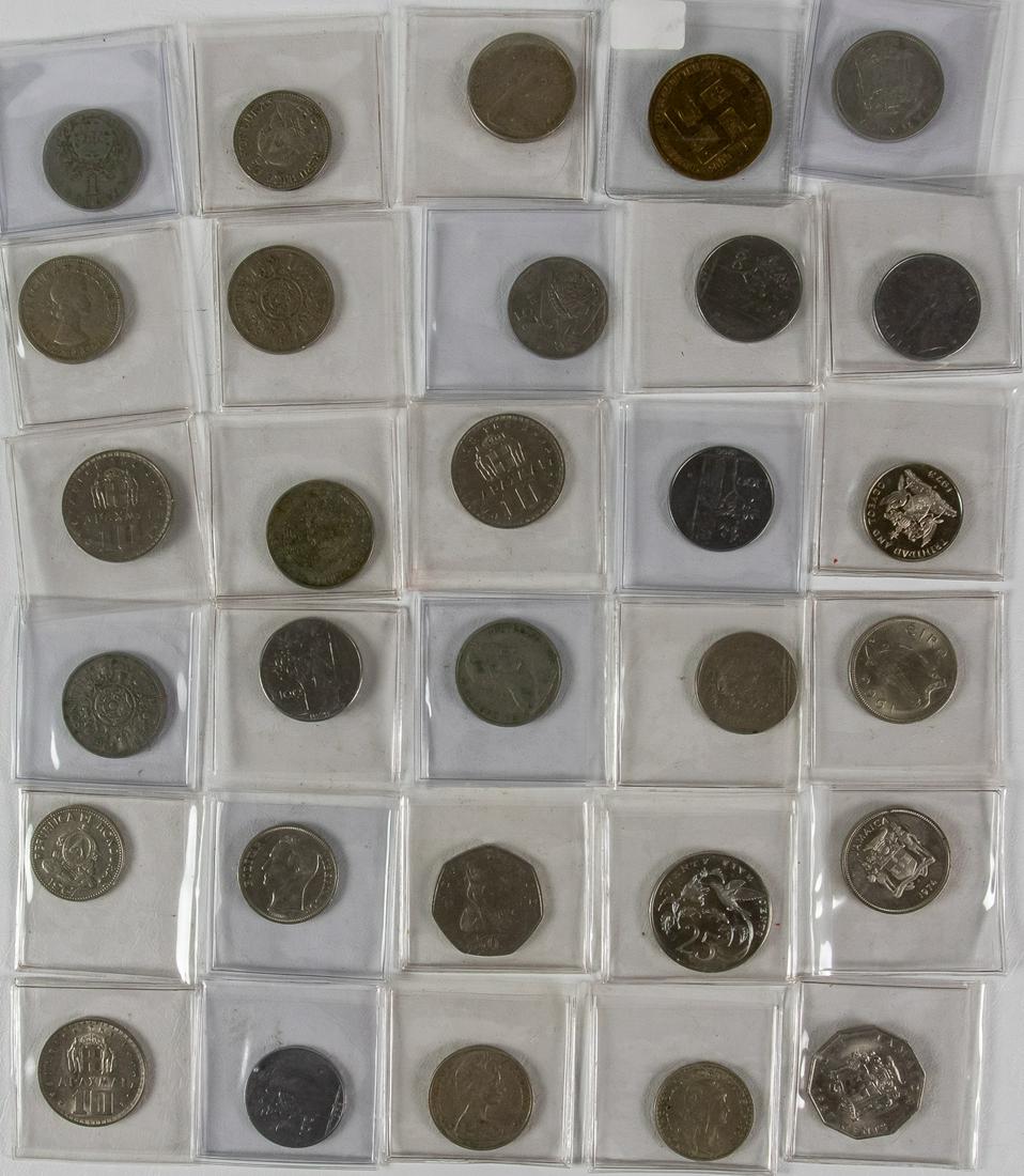30 ASSORTED COINS AND TOKENS FROM AROUND THE WORLD (1 of 2)