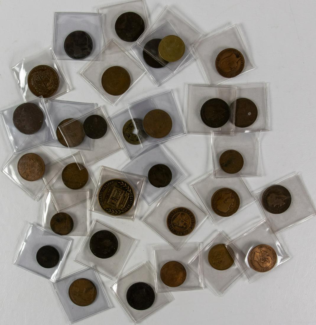 30 ASSORTED COINS AND TOKENS FROM AROUND THE WORLD (1 of 2)