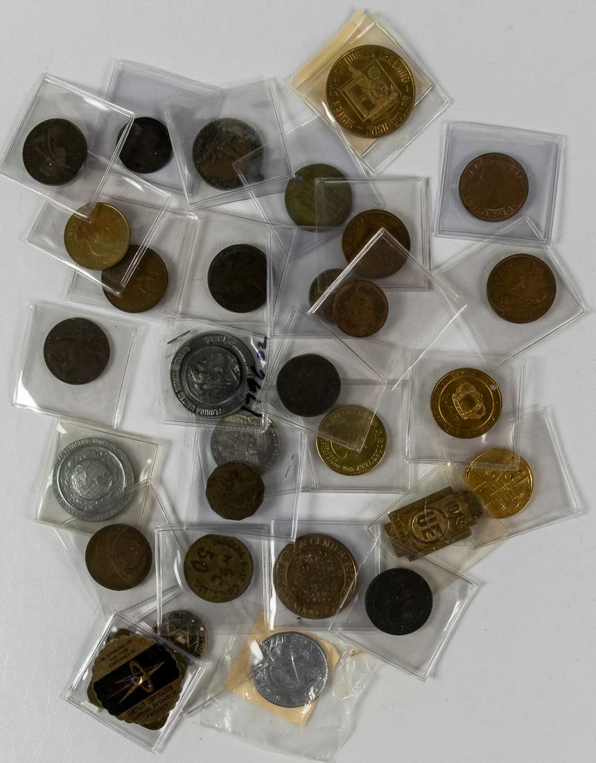 30 ASSORTED COINS AND TOKENS FROM AROUND THE WORLD (1 of 2)