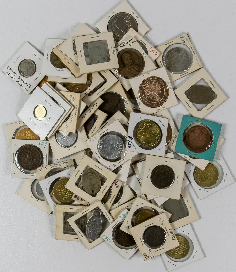 60 ASSORTED COINS AND TOKENS FROM AROUND THE WORLD (1 of 2)