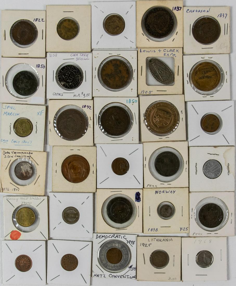 30 ASSORTED COINS AND TOKENS FROM AROUND THE WORLD (1 of 2)