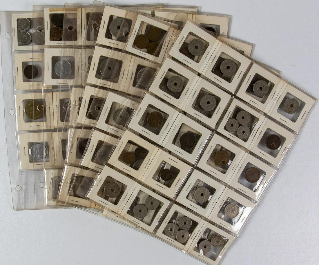 6 SLEEVES ASSORTED COINS AND TOKENS FROM AROUND THE (1 of 2)