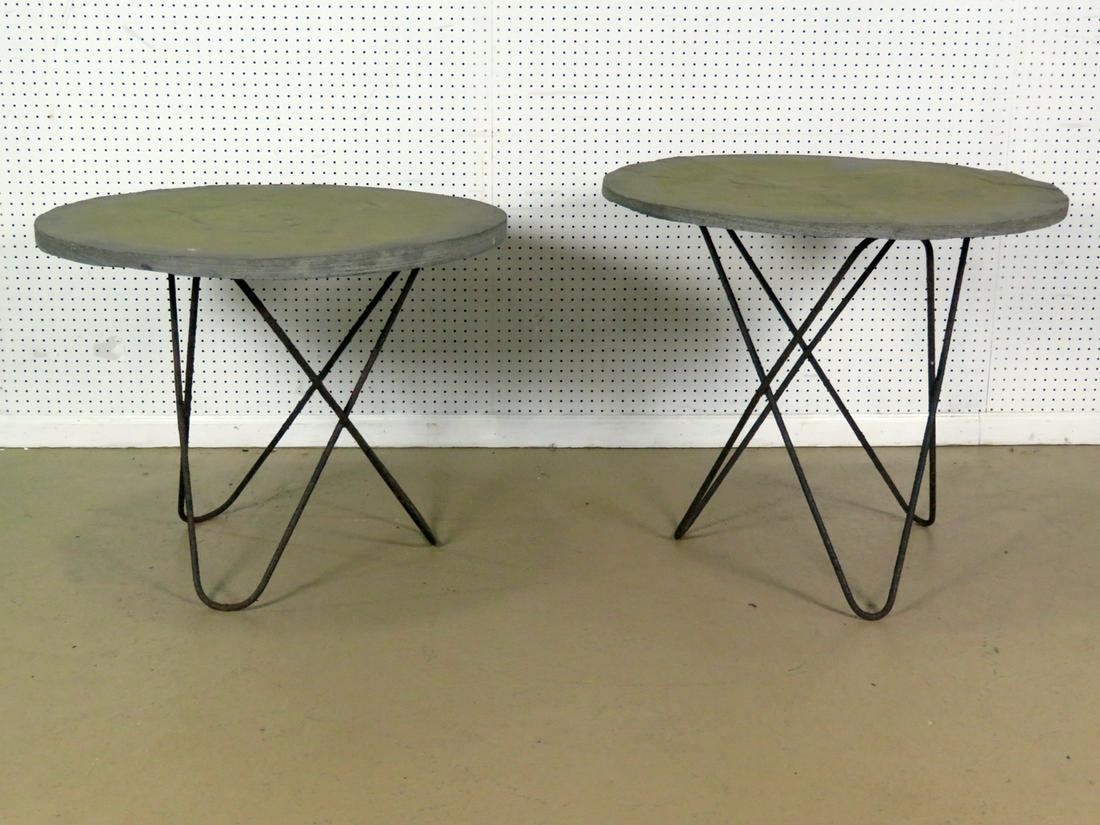 PAIR KNOLL STYLE SLATE TOP TABLES (1 of 13)