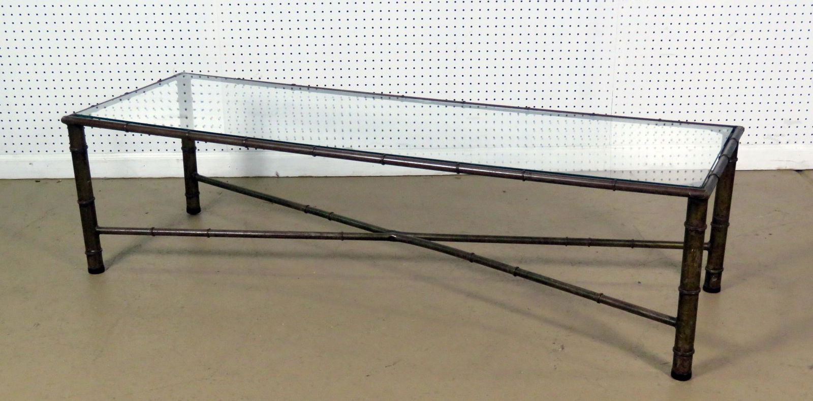 FAUX BAMBOO GLASS TOP COFFEE TABLE (1 of 10)