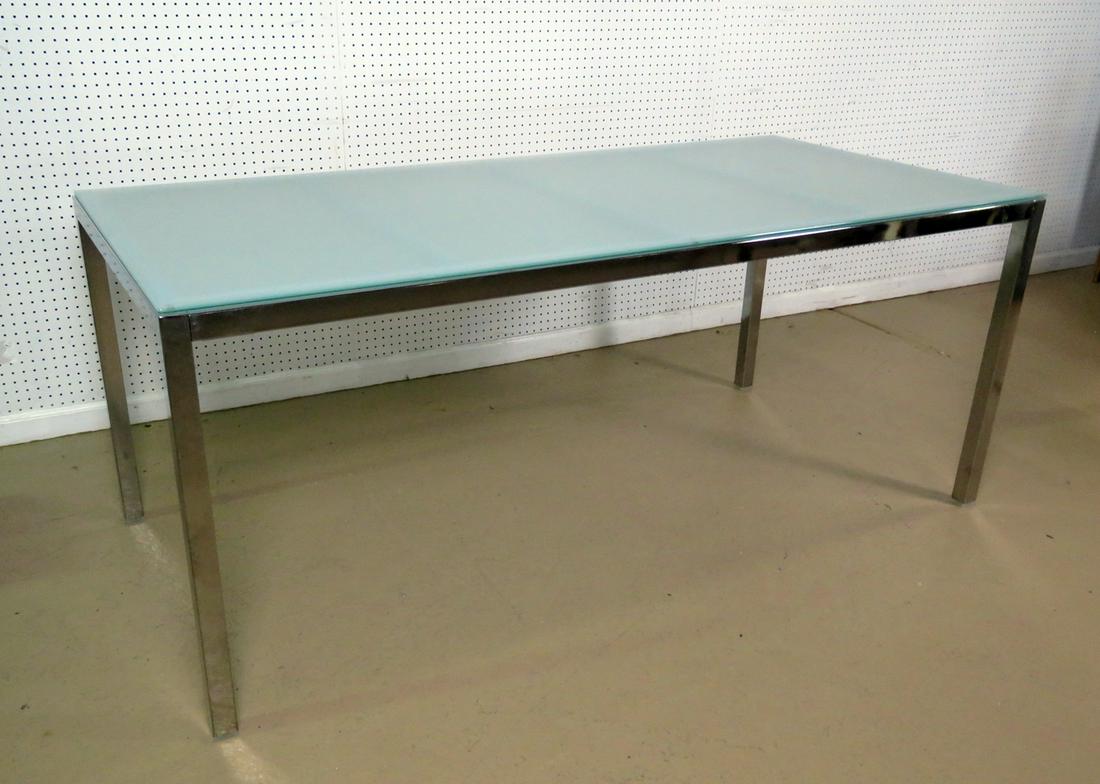 BAUGHMAN STYLE CHROME FRAME DINING TABLE (1 of 6)