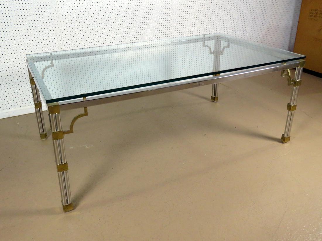 GLASS TOP CHROME FRAME DINING TABLE ATTR JOHN VESEY (1 of 13)