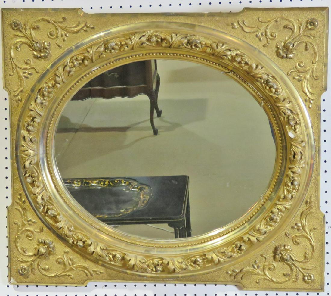 CARVED GILDED WOOD WALL MIRROR (1 of 9)